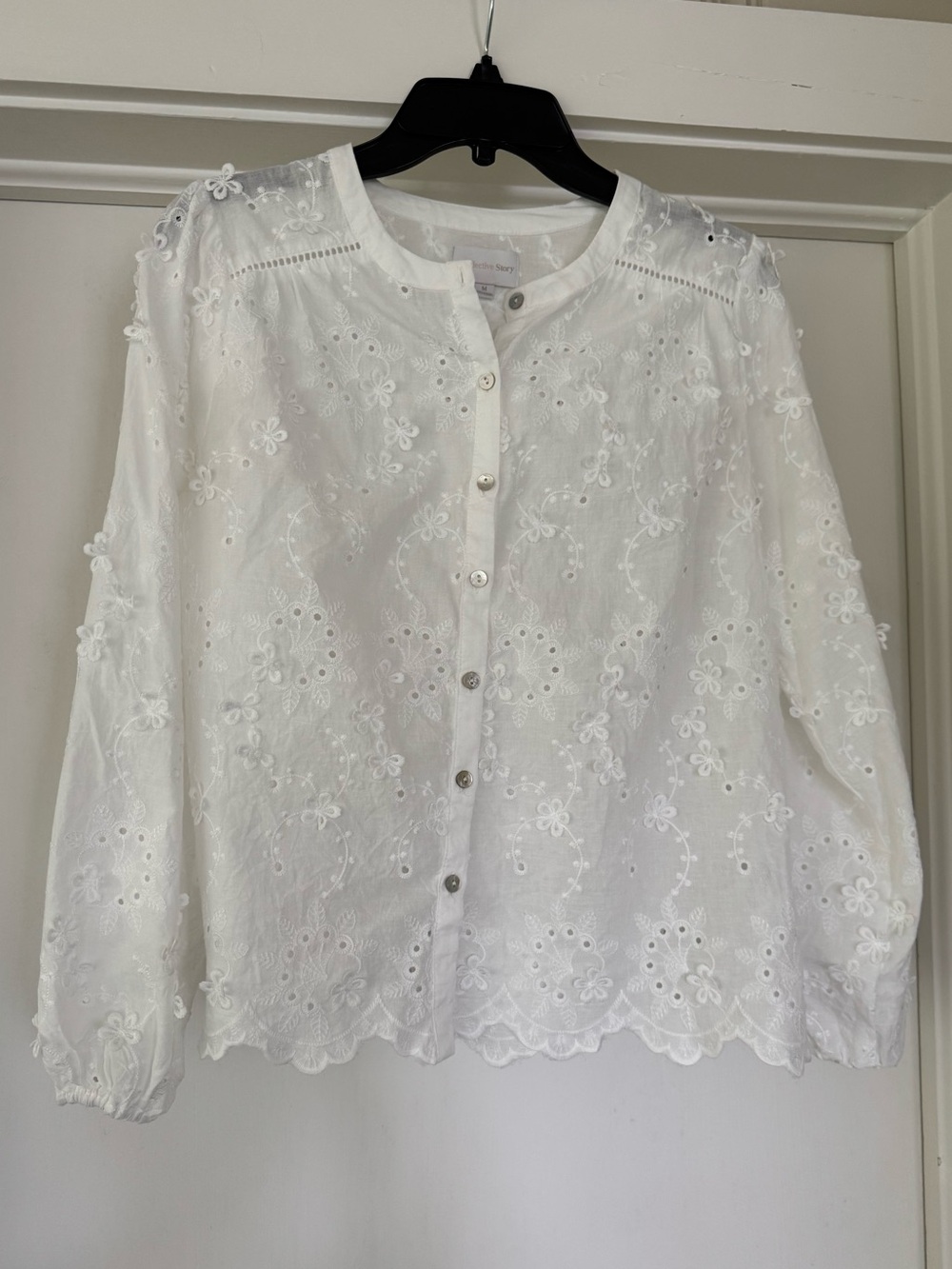 A Collective Story white eyelet blouse sz M